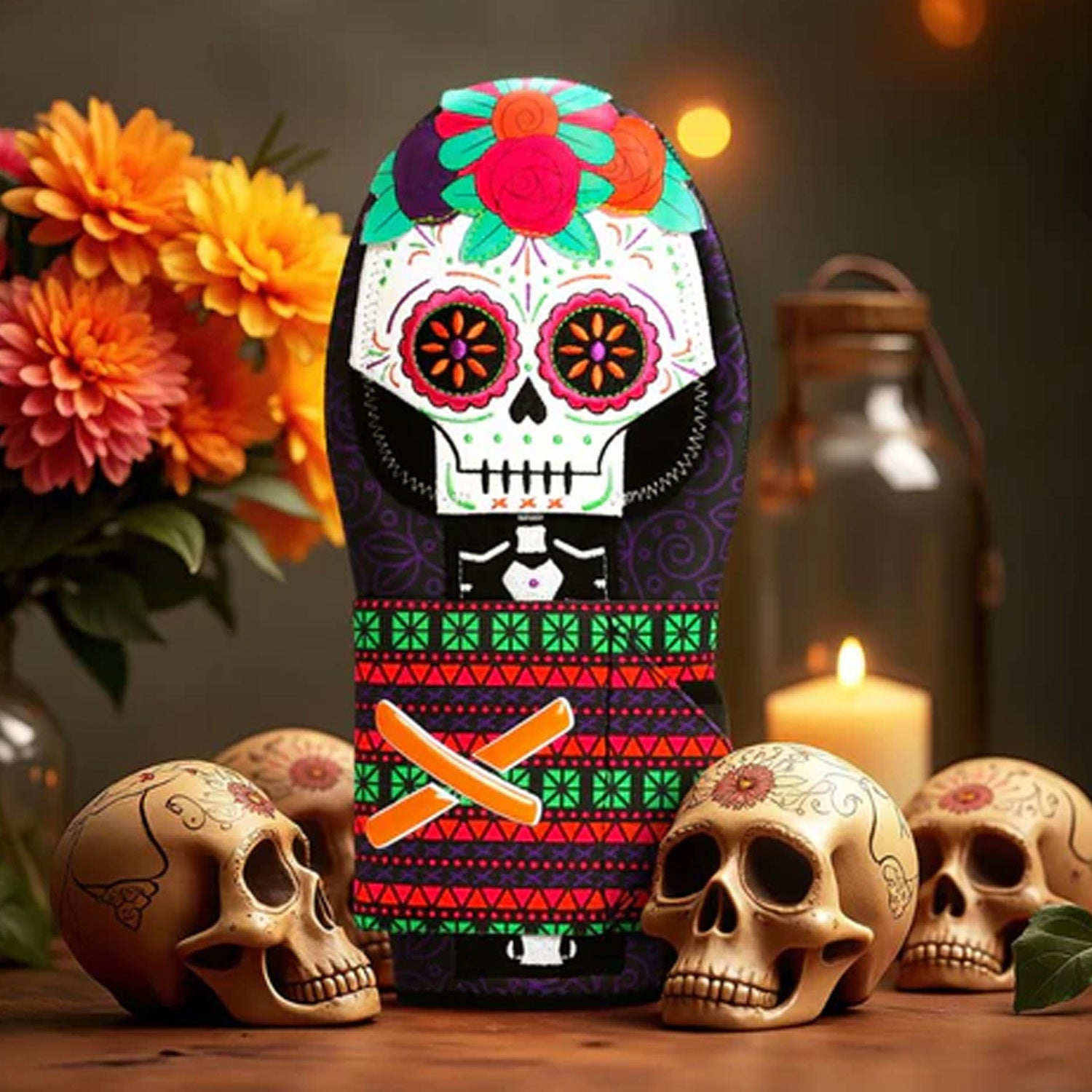 Absolutely Ridiculous Dia de Los Muertos Adult Sliding Mitt