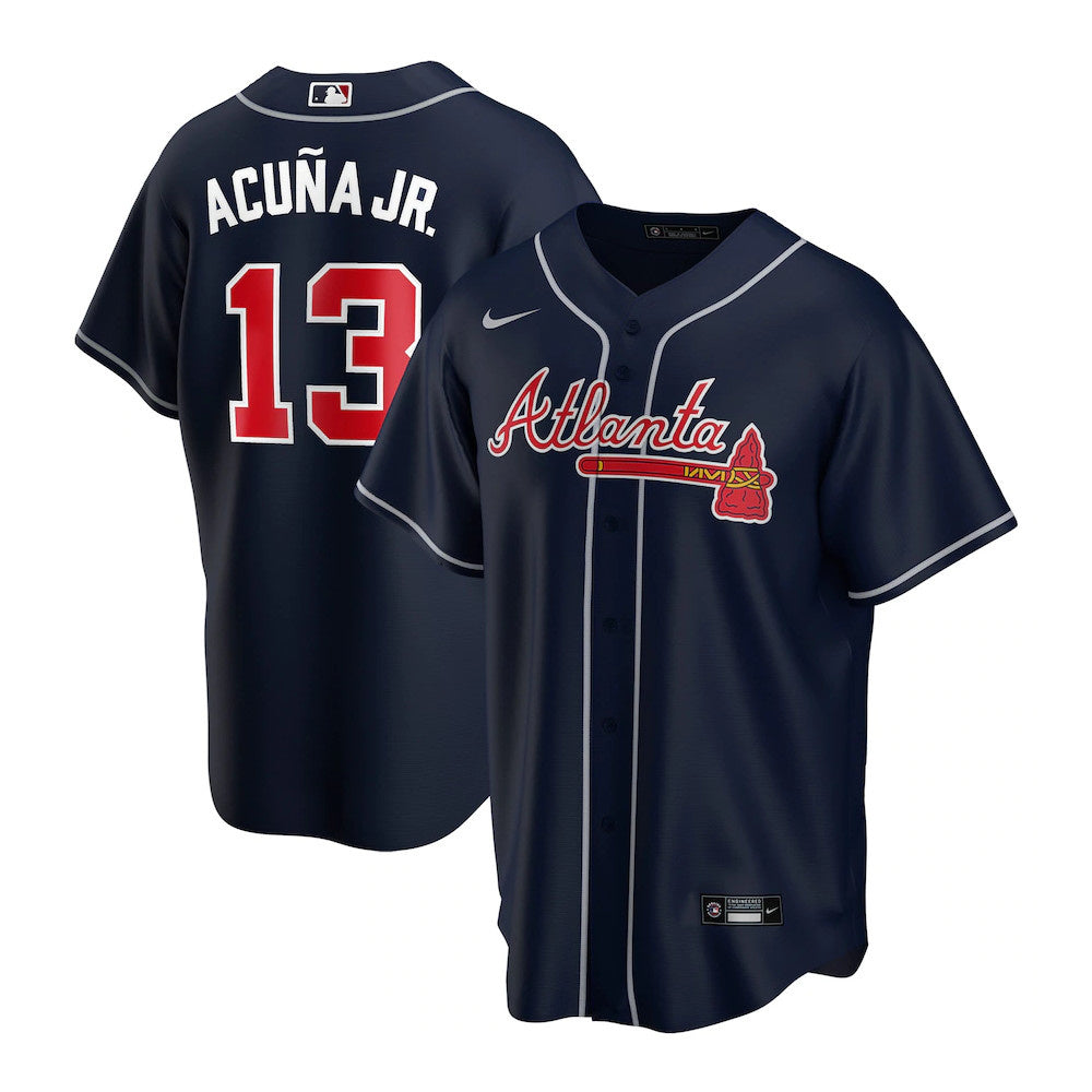 Chemise Junior Ronald Acuna Jr. Navy des Braves d'Atlanta