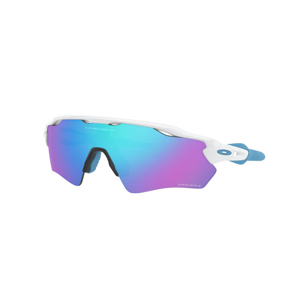 Radar EV XS Path Polished White W/ Prizm Sapphire (Youth Fit)