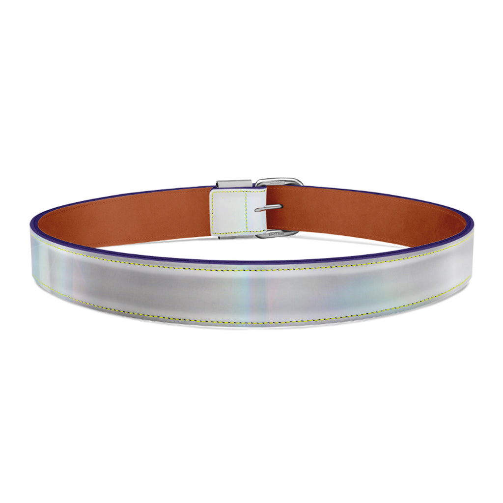 Chrome Leather Baseball Belt